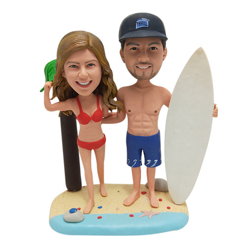 Custom Custom Bobbleheads Personalized Bobbleheads Surfing Couples
