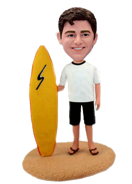 Custom Bobbleheads Surfing With Surfboard