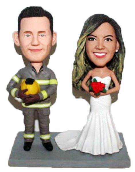 Firefighter custom wedding cake toppers