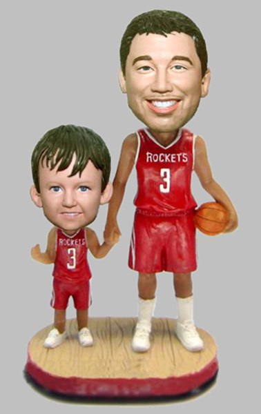 Custom Basketball Fans father and son bobbleheads