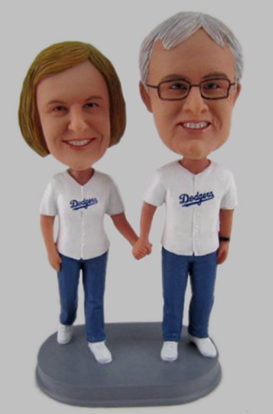 Custom Dodgers baseball bobbleheads for parents