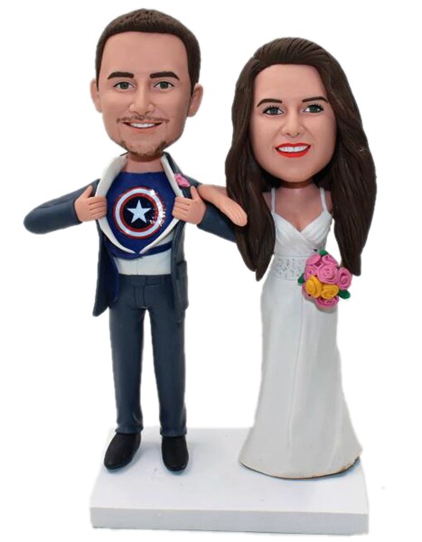 Personalized Wedding Cake Toppers Superman Captain America Transform
