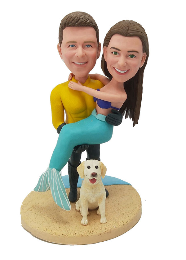 Custom Wedding Bobblehead Beach Mermaid