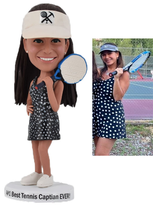 Custom Custom Bobbleheads Personalized Bobblehead Tennis Captian