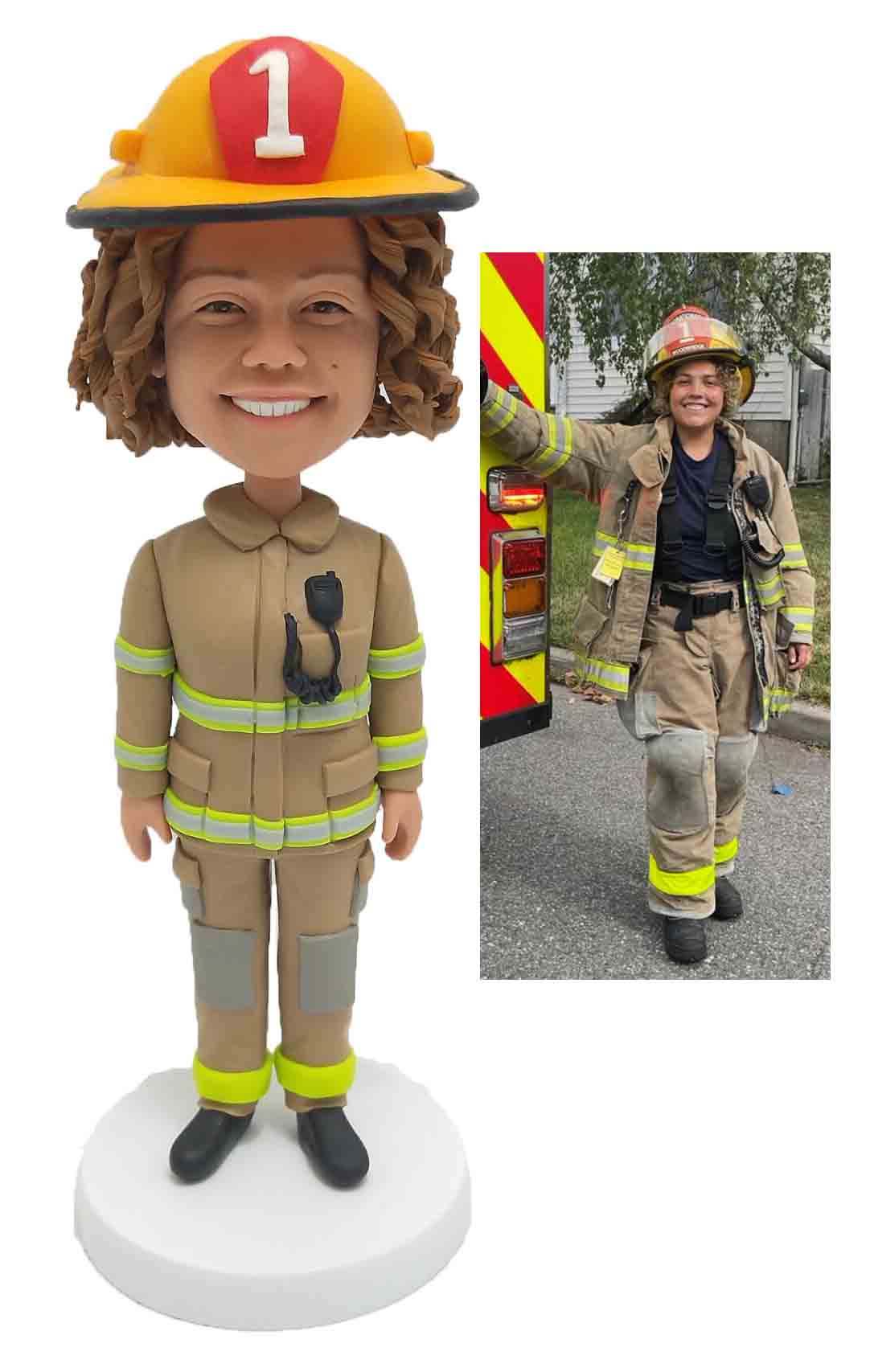 Custom Bobblehead Female Firefighter