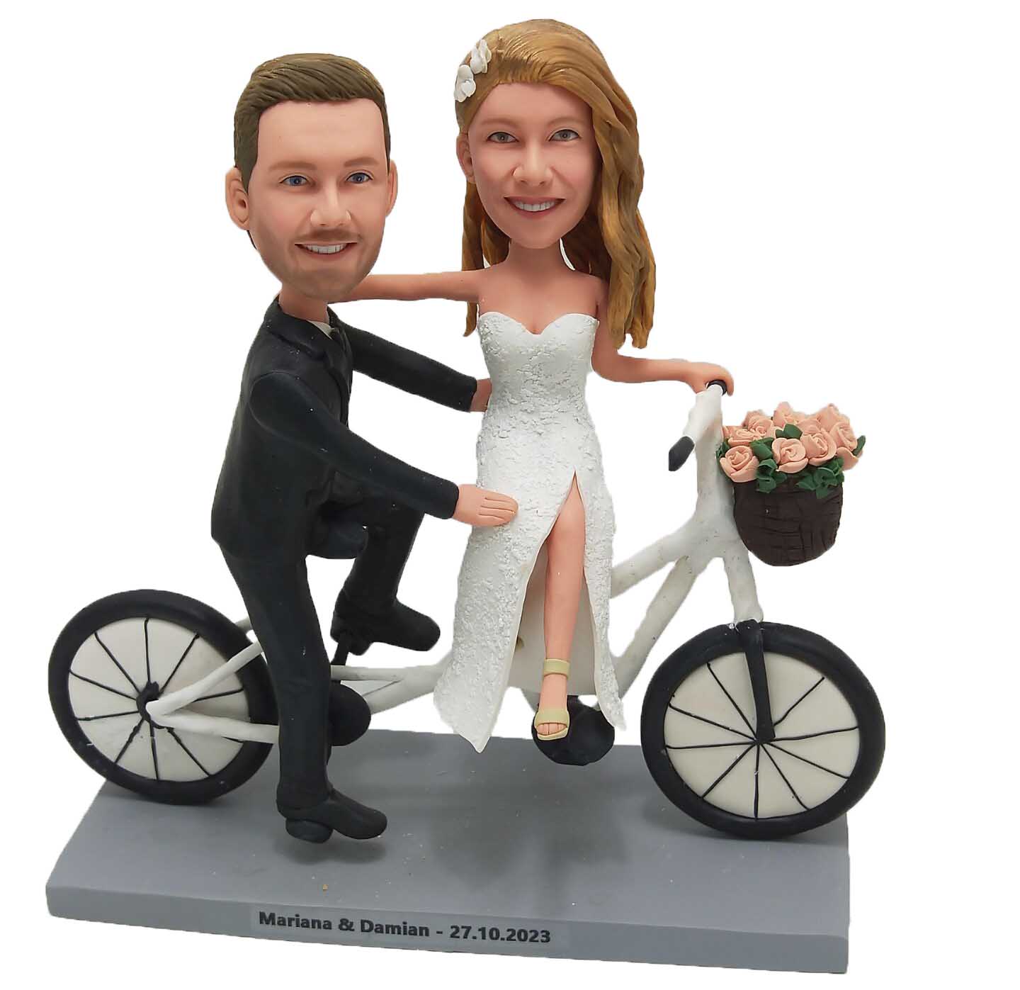Personalized Bobblehead Wedding With Tandem Bicycle