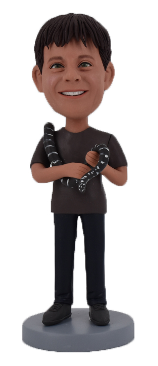 Custom Bobbleheads Causal Man with snake Custom Figurines
