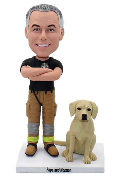 Custom Bobblehead Fireman With Dog