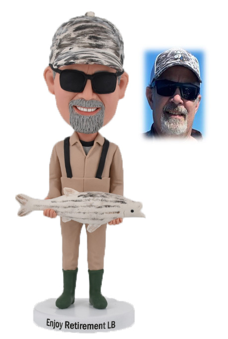Custom Bobbleheads Fishing Bobble HeadFor Retirement/Father//Grandpa