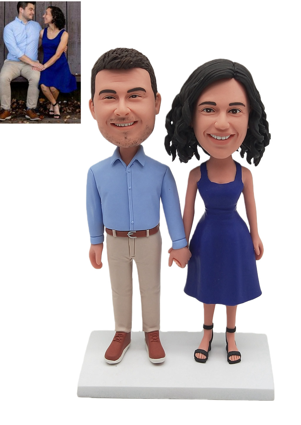 Custom Custom Couple Bobblehead Holding Hands - Personalized Love Gift For Couple