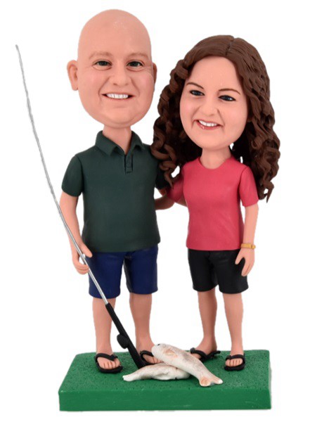 Personalised Bobblehead Fishing Couple