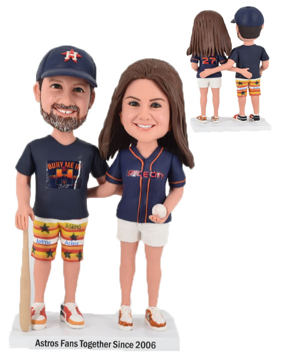 Custom Bobbleheads For Couples of Astros Fans Baseball