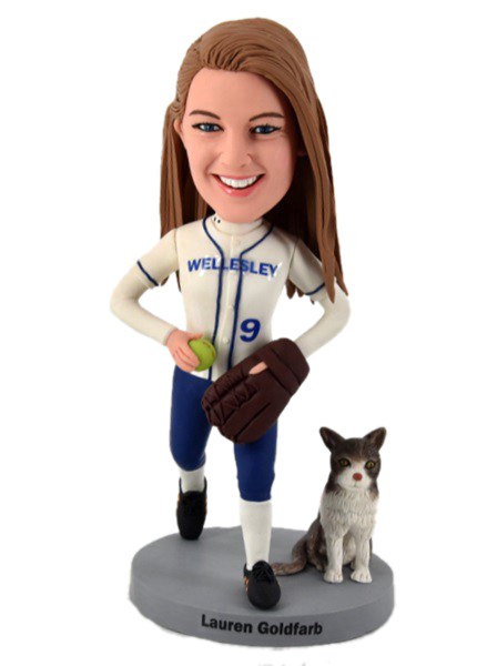 Custom Bobbleheads Girl Playing Baseball Bobbleheads Figurines