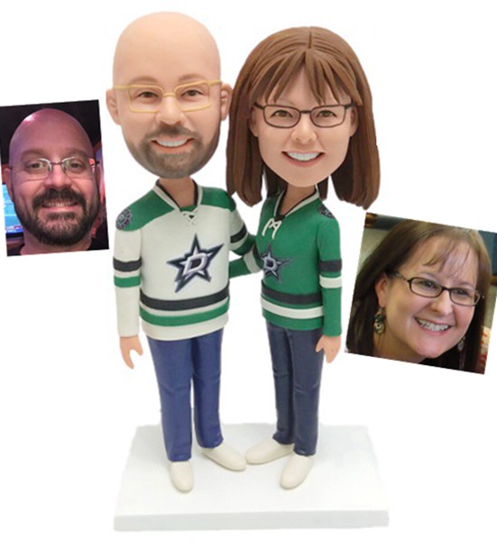 Custom Couple Bobblehead Dallas Stars Fans