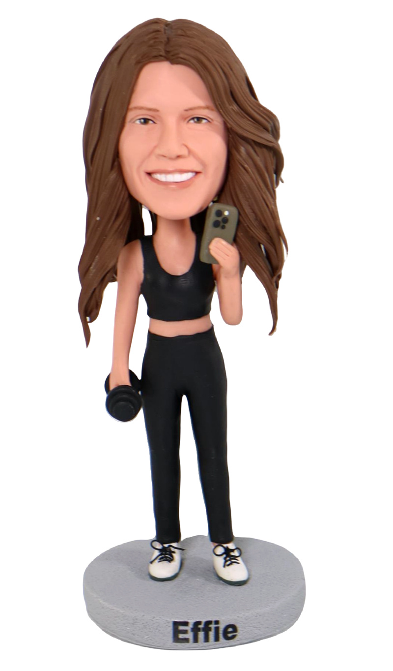 Custom Custom sports female bobblehead with dumbbell