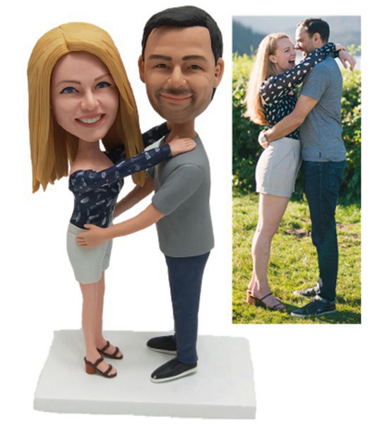Custom Anniversary Bobblehead Happy Hug Fully Customized From Photo