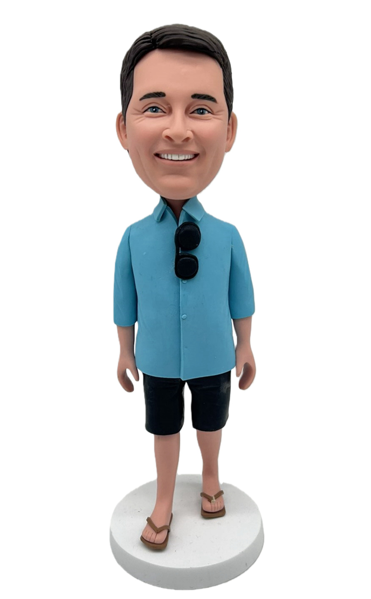 Custom Custom Beach Casual Man Bobblehead Personalized Vacation Figurine Gift