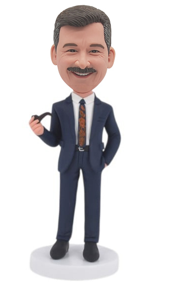 Custom Custom bobblehead holding Pipe bussinessman