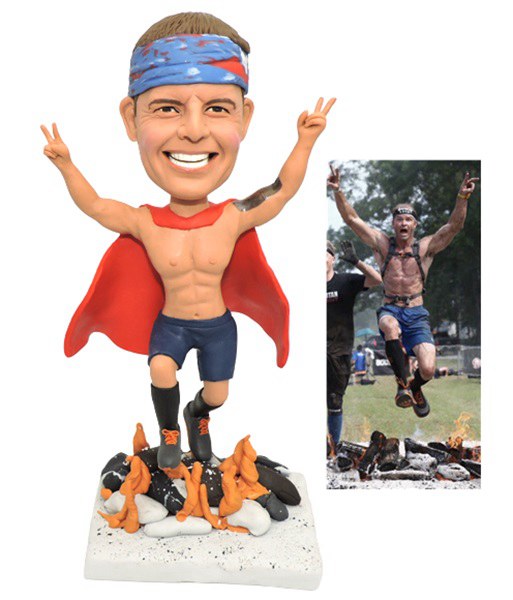 Custom Bobblehead Jump Over A Buring Fire