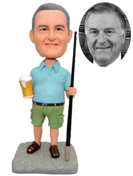 Custom Bobbleheads Fishing With Beer In Hand