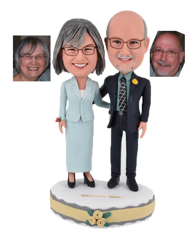 Custom anniversary bobbleheads For Golden wedding