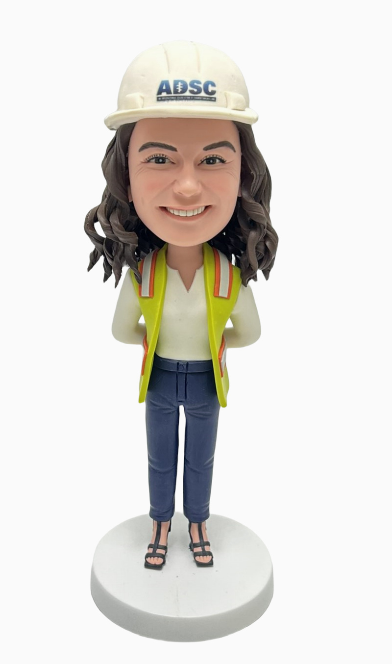 Custom Custom Female Engineer Bobblehead with Hard Hat and Reflective Vest