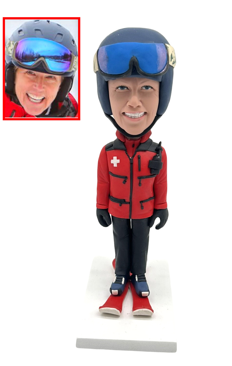 Custom Custom Female Skiing Bobblehead – Personalized Snow Sports Gift