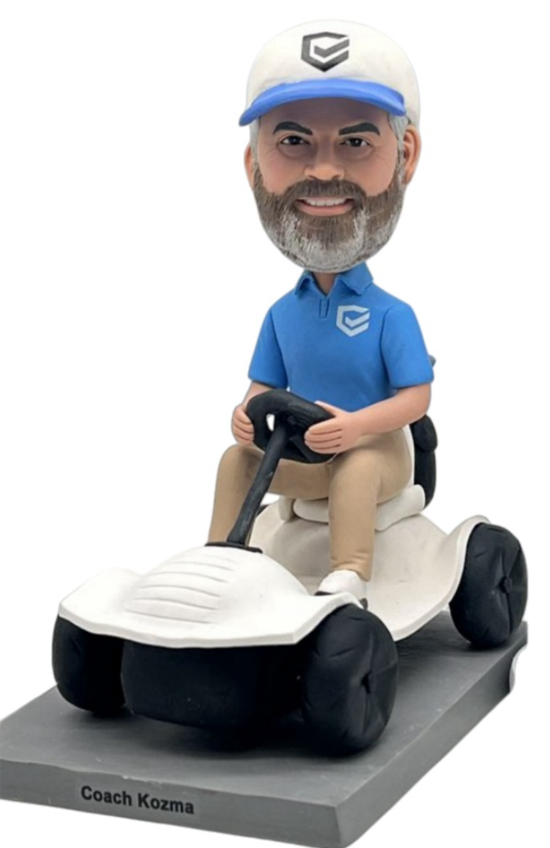 Custom Custom hockey Coach Bobblehead with Golf-Kart