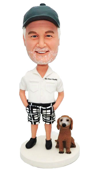 Custom Bobblehead For Grandfather Gifts for dad for boss (with pet)