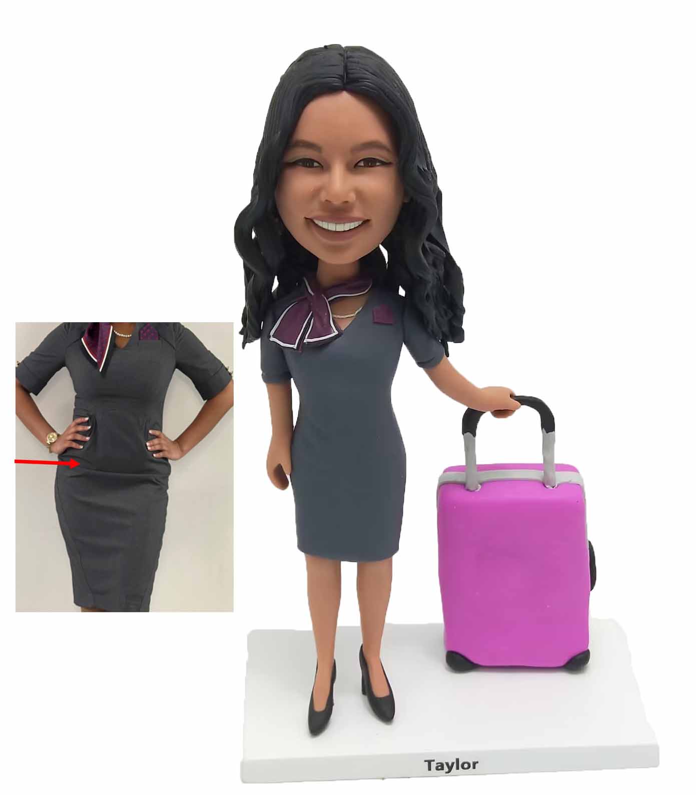 Custom bobblehead for fight attendant figurines for Airline stewardess