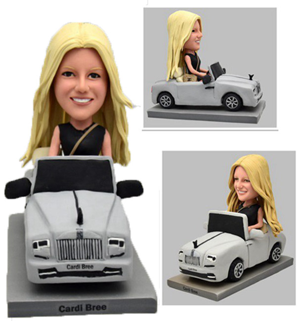 Custom Bobblehead Fashion Girl Drive In Car