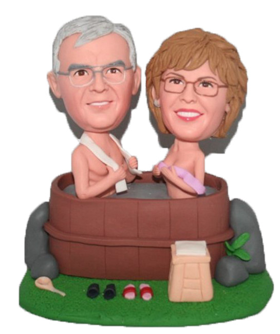 Bathing Couple Bobbleheads For 50th Wedding Anniversary