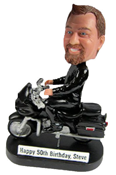 Custom Bobblehead driving motorcycle