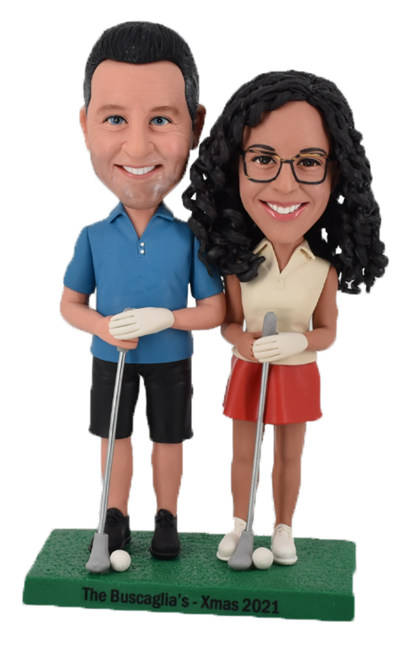 Custom Personalized Bobbleheads Couple Golf Player