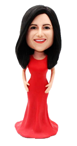 Create Bobbleheads Female Long Red Dress