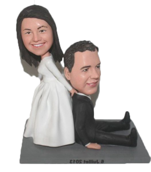 Bride Dragging Groom Wedding Bobbleheads