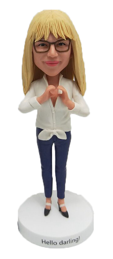 Custom Bobblehead Personalized Bobbleheads Of Girl With Hand Heart