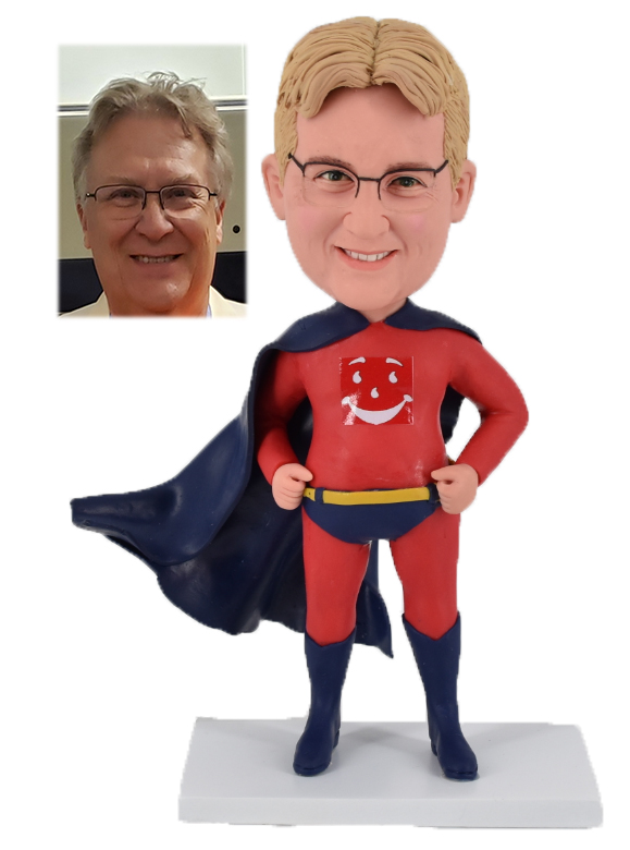 Personlized Bobble Head Of Super Dad Superman With Big Beer Belly For Retirement Father's Day