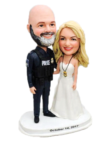 Custom bobbleheads police man wedding