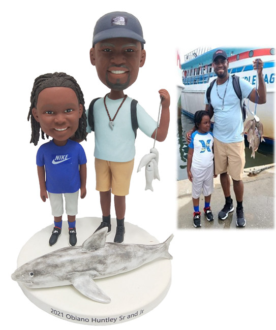 Custom Bobbleheads Fishing Gift For Father and Son