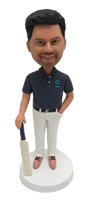 Custom Bobbleheads Businessman With A Cricket Bat