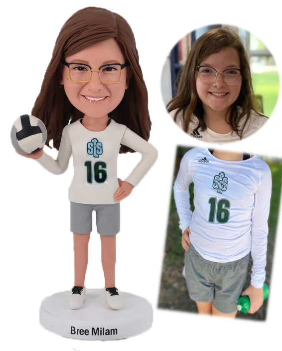 Custom Custom Bobbleheads For Kid With Volleyball