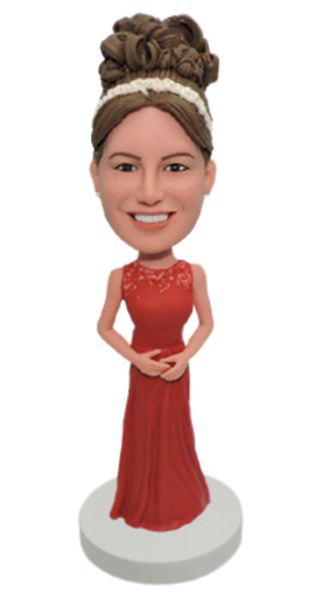 Custom Bobbleheads Red Long Dress