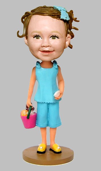 Custom Beach Little Girl with bucket bobblehead