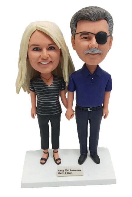 Custom bobbleheads for Couple Parents anniversary man with an eye patch